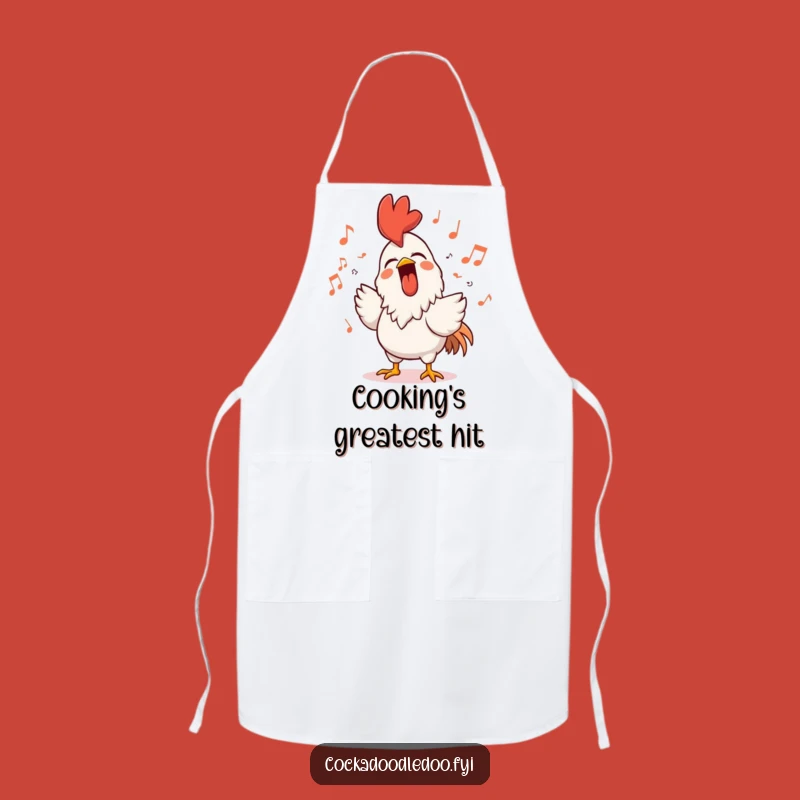 Funny Rooster Singer Apron - Happy Chef Character, Musical Kitchen Fun