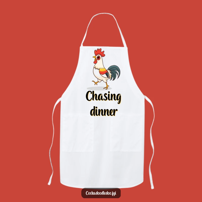 Funny Rooster Shadow Chase Apron - Playful Kitchen Wear for Amused Cooks