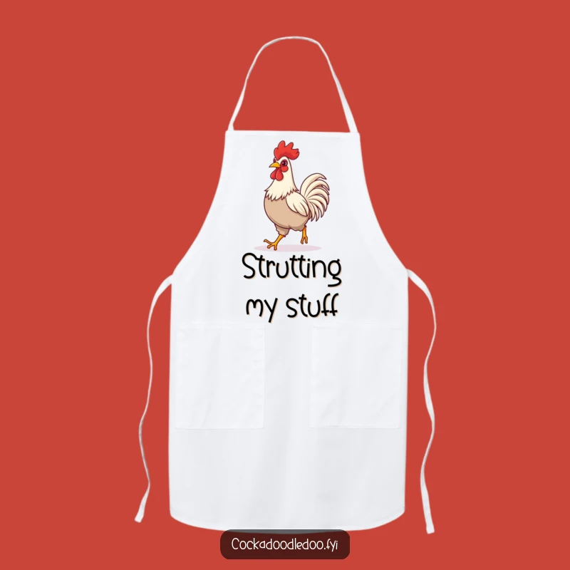 Funny Rooster Striding Apron - Confident Chef's Wear for Kitchen Laughter