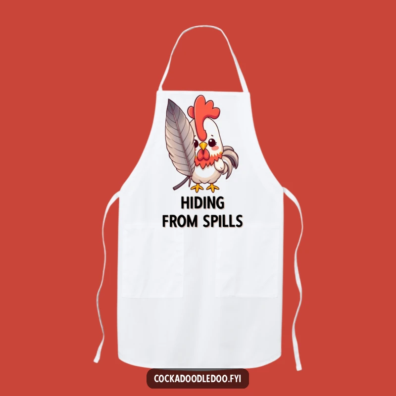 Funny Peeking Rooster Apron: Cook with Shy Charm, Cute Kitchenwear