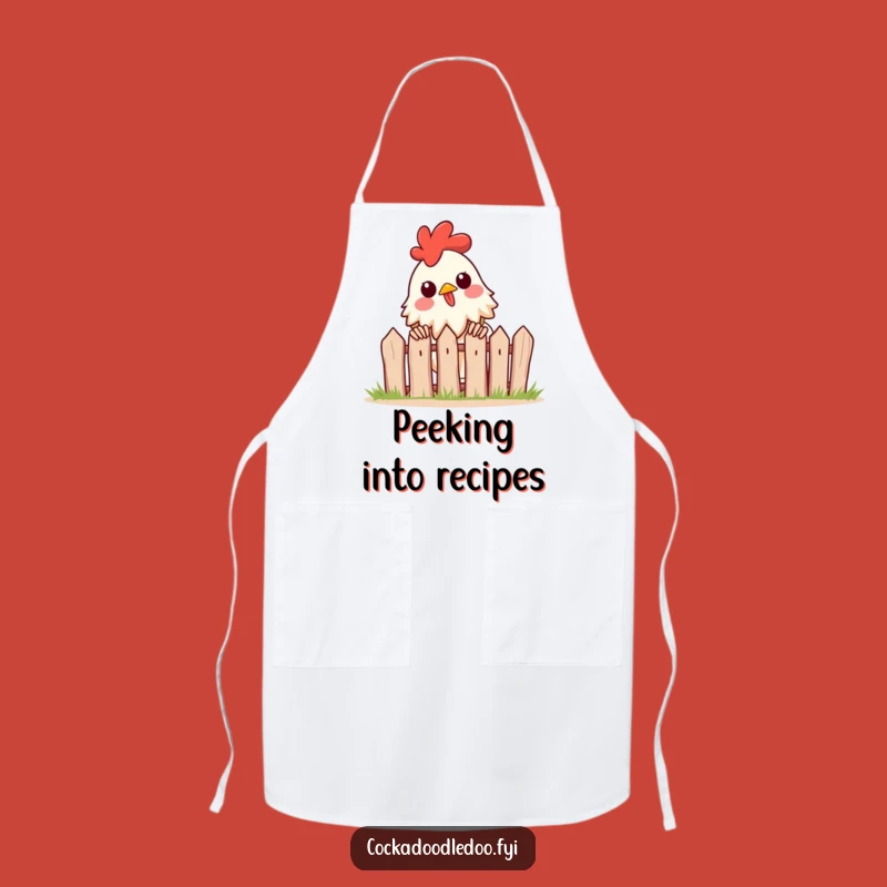 Funny Rooster Peeking Apron: Kitchen Curiosity, Chef's Funny Gift
