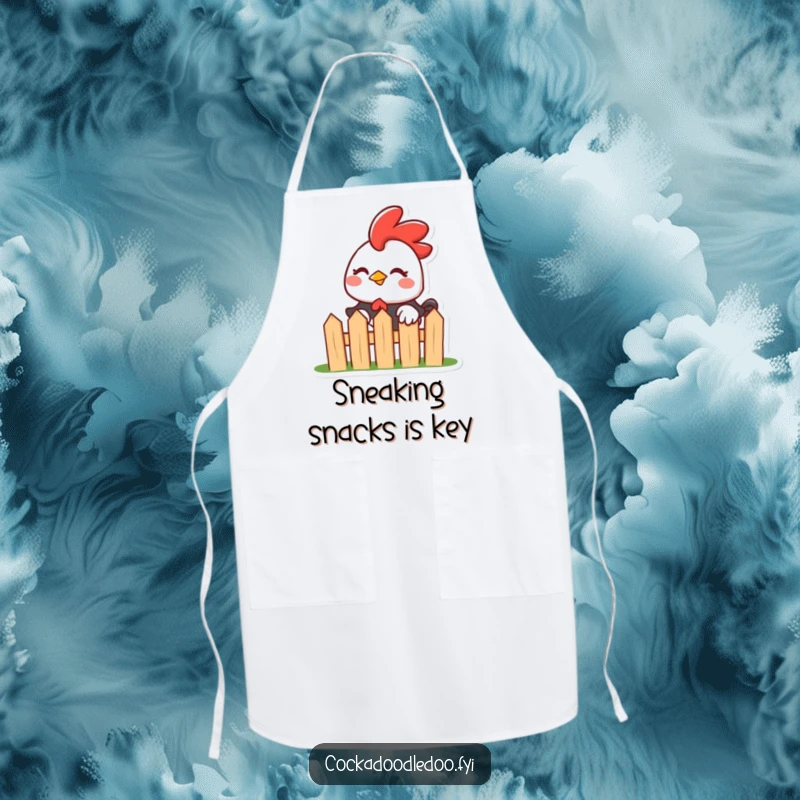 Funny Kawaii Rooster Apron: Mischievous rooster peeking with a wink, adding playful humor to kitchen activities.