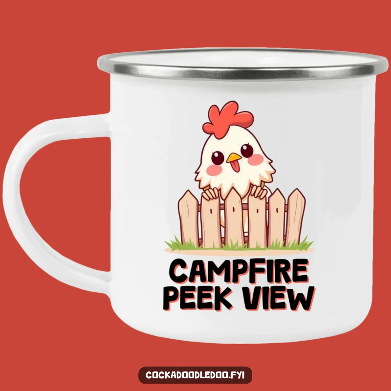 Funny Rooster Peeking Camping Mug: Curious Mornings, Perfect Funny Gift Outdoors