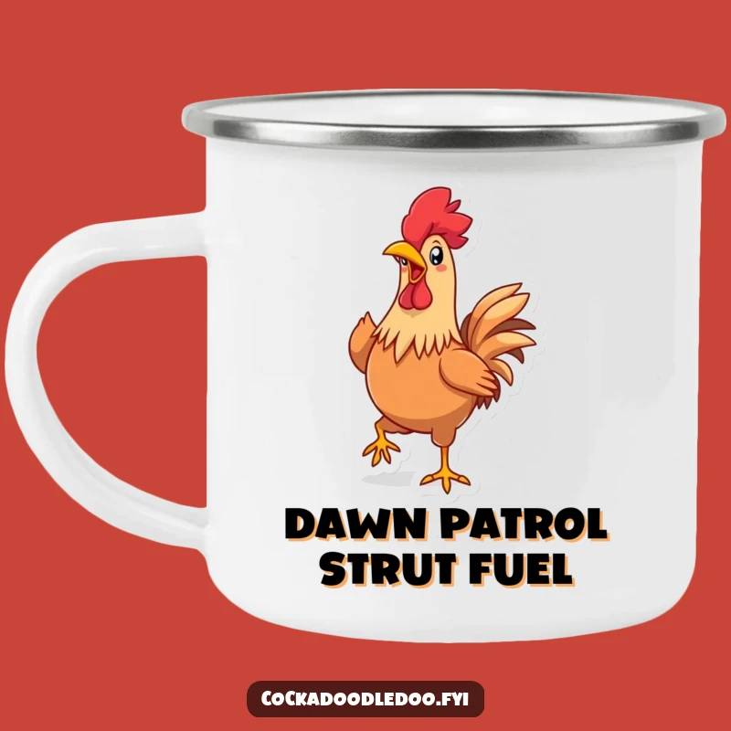 Funny Kawaii Rooster Strut Camping Mug: Adventure with Hilarious Style