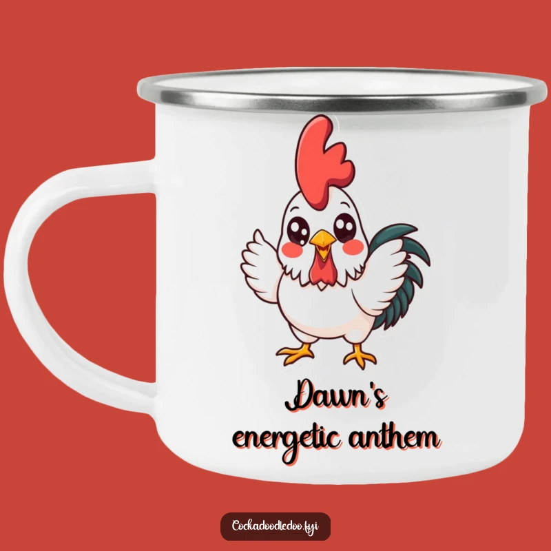 Funny Kawaii Rooster Crowing Camping Mug: Adventure Fuel for Early Risers