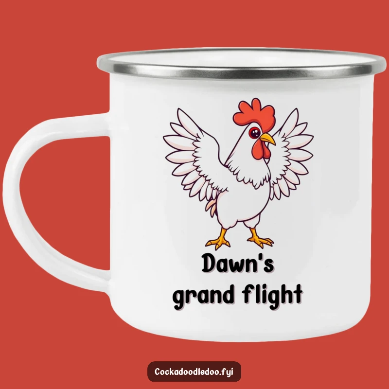 Funny Kawaii Rooster Camping Mug: Determined Wings Pose - Adventure Funny Gift for Explorers