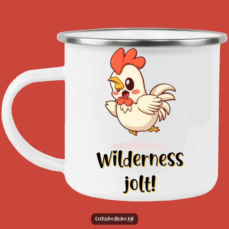 Funny Kawaii Rooster Camping Mug: Startled Hop Back - Outdoor Funny Gift for Campers