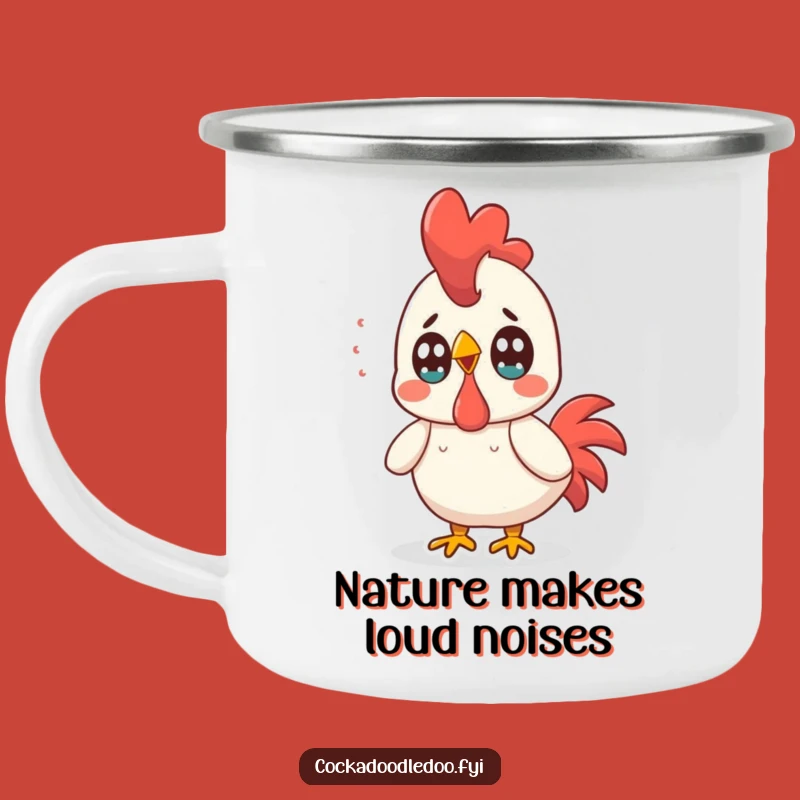 Funny Kawaii Rooster Camping Mug: Surprised Expression for Outdoorsy Humor