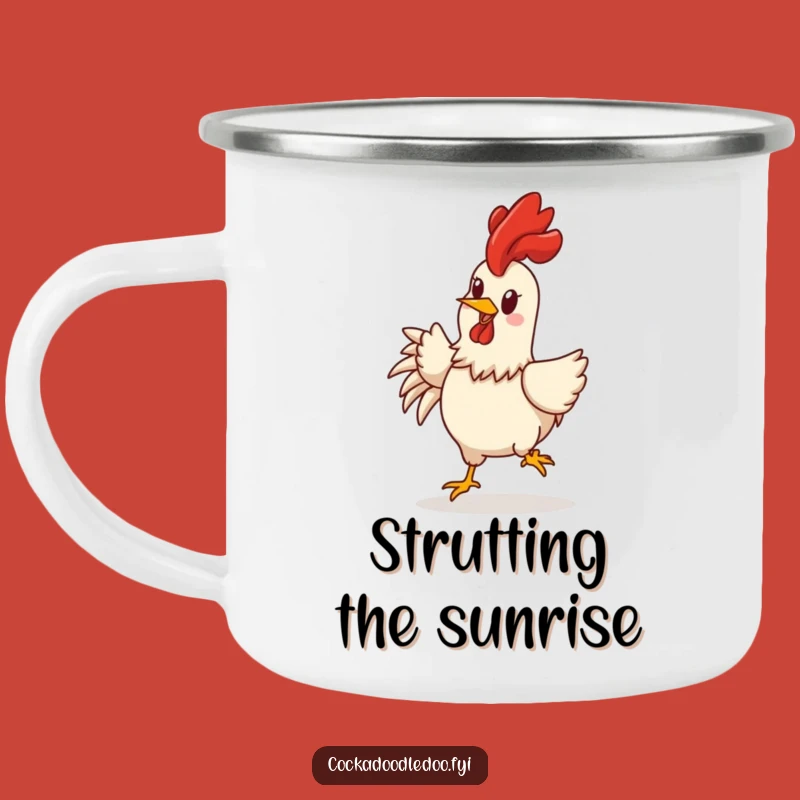 Funny Rooster Camping Mug: Cheerful Character for Outdoors, Your Best Funny Gift