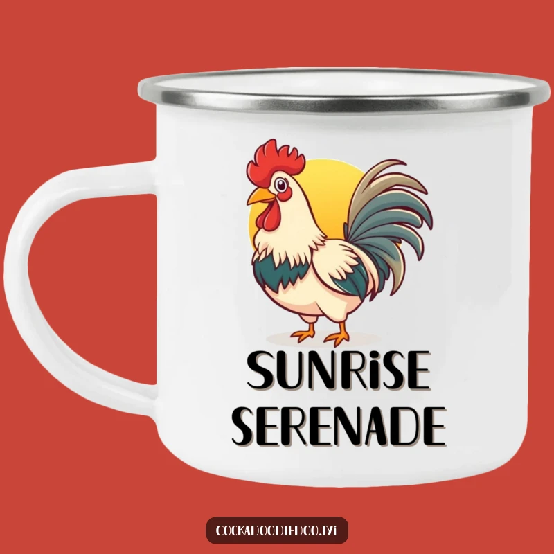 Funny Rooster Camping Mug: Cheerful Sunrise Mug for Outdoor Adventures