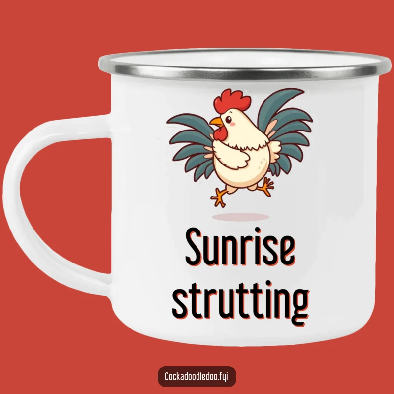 Funny Rooster Hop Camping Mug - Durable Character Cup, Energetic Outdoor Fun