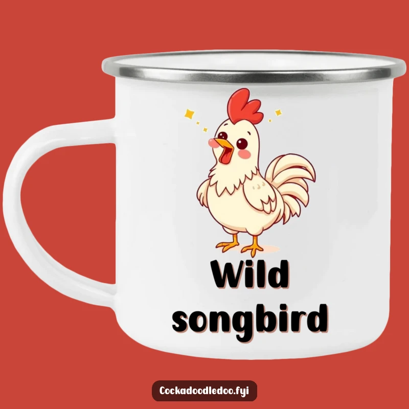 Funny Singing Rooster Camping Mug: Comical Expression Outdoor Gear