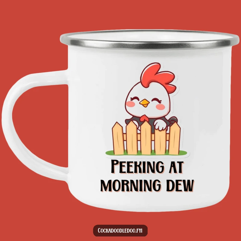 Funny Kawaii Rooster Camping Mug: Mischievous Wink for Outdoorsy Humor