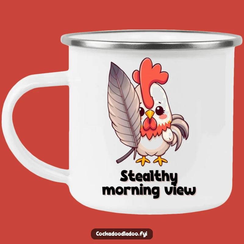 Funny Peeking Rooster Camping Mug: Shy Charm for Your Adventures