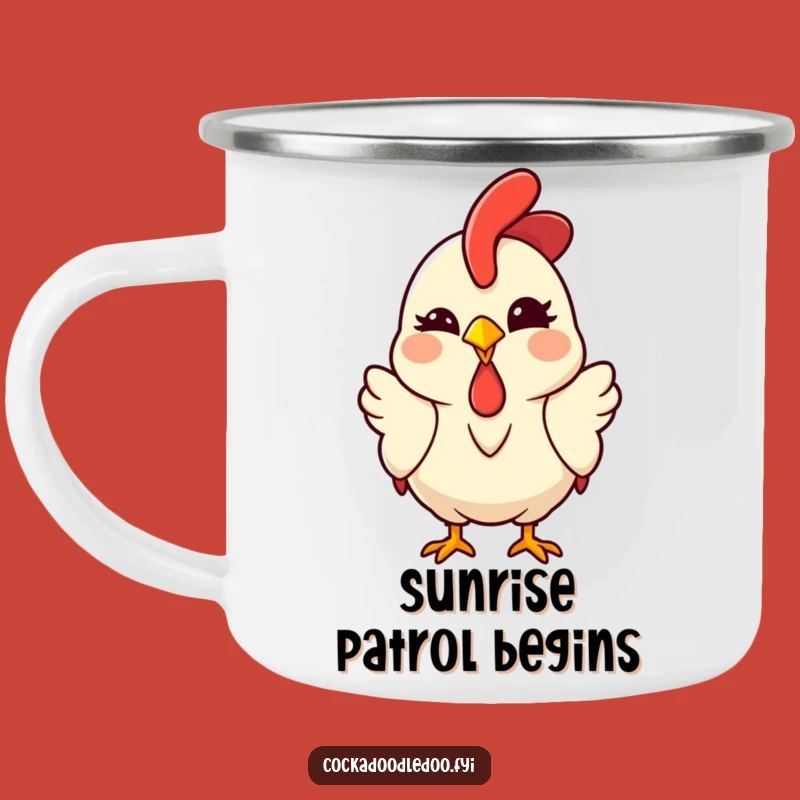 Funny Kawaii Rooster Camping Mug - Winking Adventure, Outdoor Gift