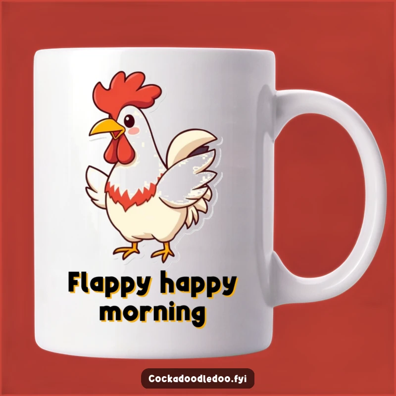 Funny Cheerful Rooster Mug: Happy Flapping Fun, Perfect Humorous Gift