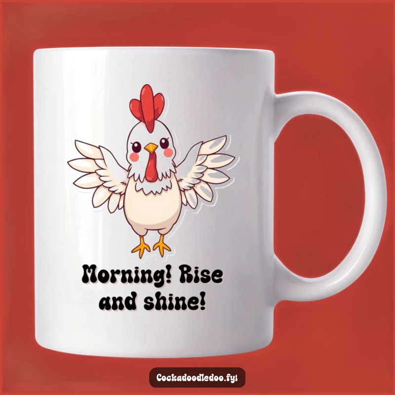 Funny Kawaii Rooster Mug: Cheerful Greeting for a Bright Start, Great Gift