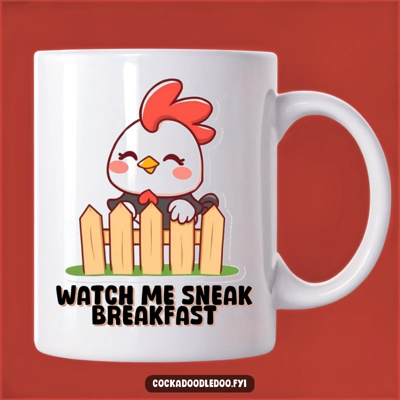 Funny Kawaii Rooster Wink Mug: Mischievous Peeking Design for Humorous Mornings