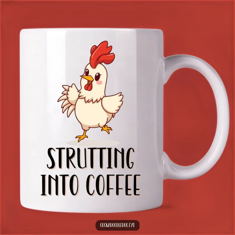 Funny Rooster Mug: Cheerful Strutting Character, Your Perfect Happy Funny Gift