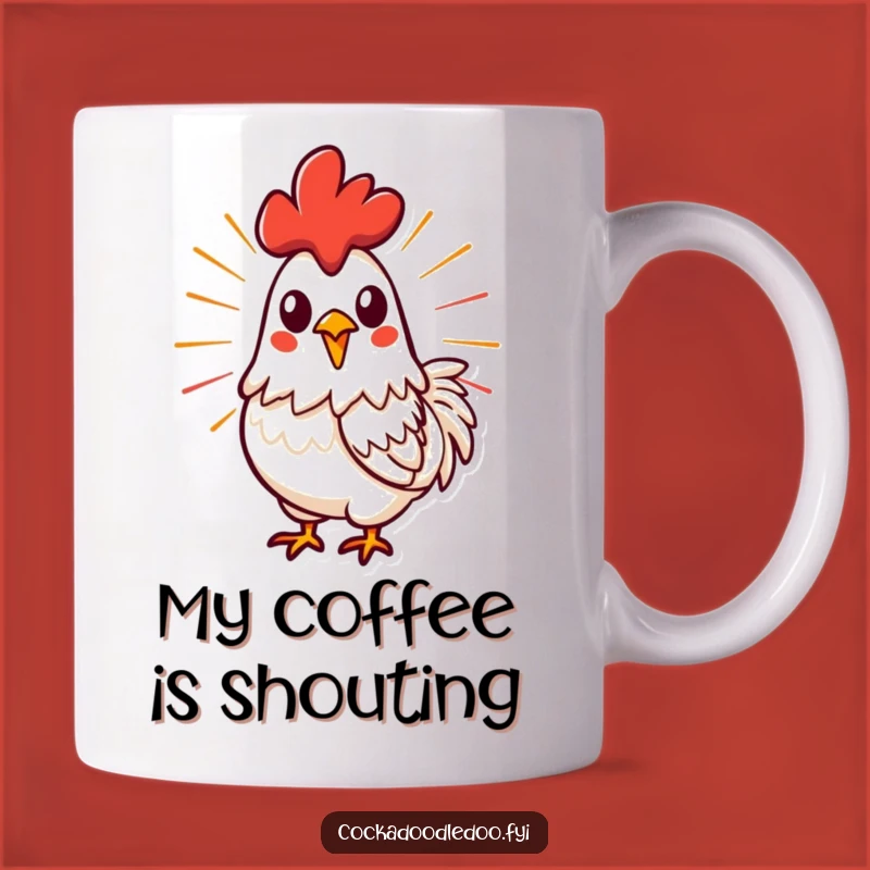 Funny Energetic Rooster Crowing Mug: Unleash Your Morning Power!