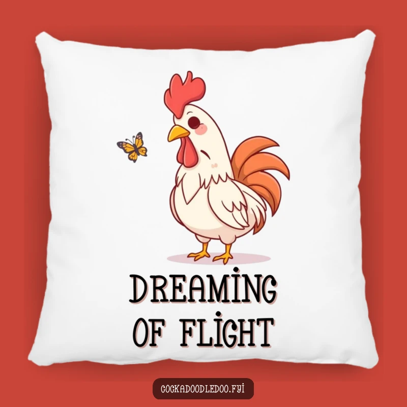 Funny Rooster Pillow: Cozy Amused Butterfly Watcher