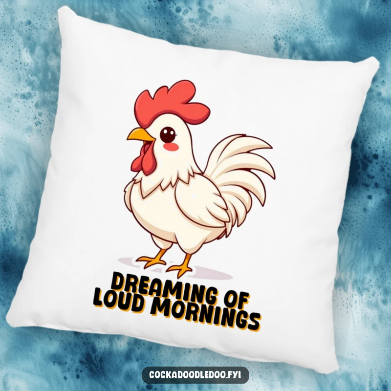 Funny Kawaii Rooster Pillow: Soft and cozy, featuring a vibrant, energetic rooster crowing, perfect for humorous decor.