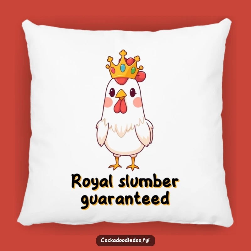 Funny Regal Rooster Crown Pillow - Comfy Cushion with Comedic Royalty
