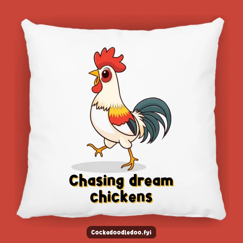 Funny Rooster Shadow Chase Pillow - Cozy Playful Accent for Laughs