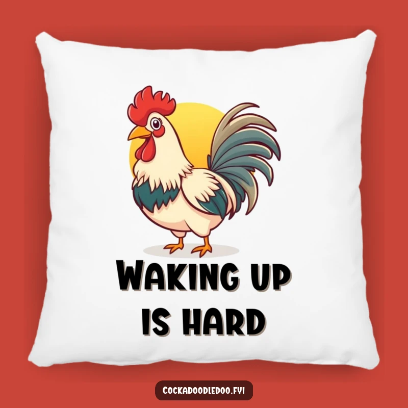 Funny Rooster Sunrise Pillow: Cheerful Throw Pillow for Cozy Mornings