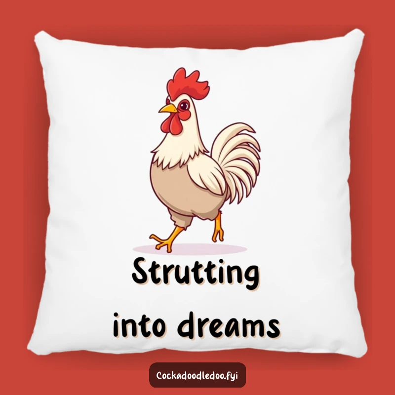 Funny Rooster Striding Pillow - Cozy Confident Accent for Laughter