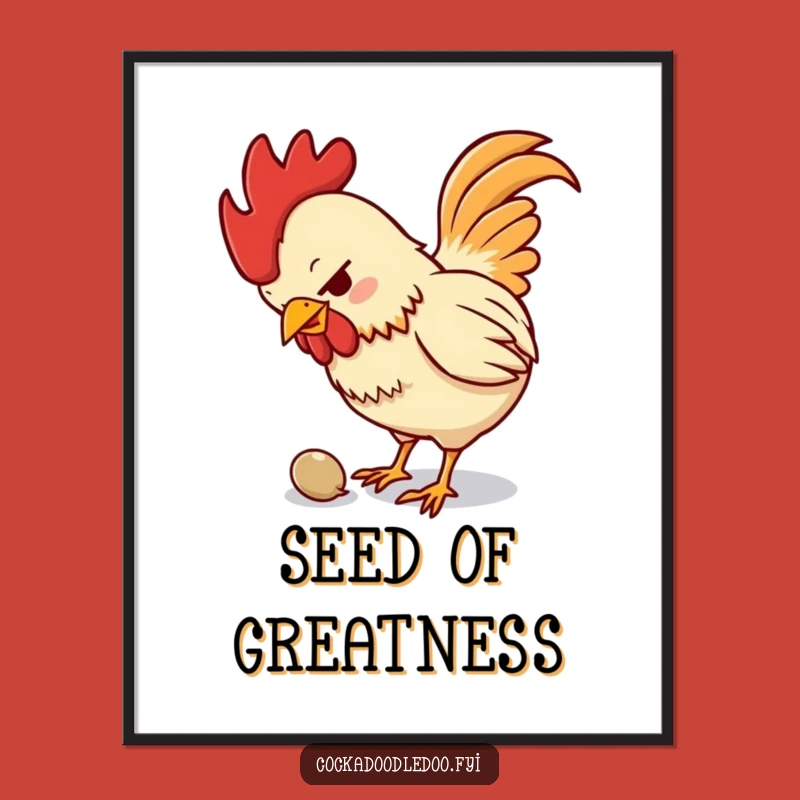 Funny Determined Rooster Digital Art Print: Hilarious Decor for Ambitious Spaces