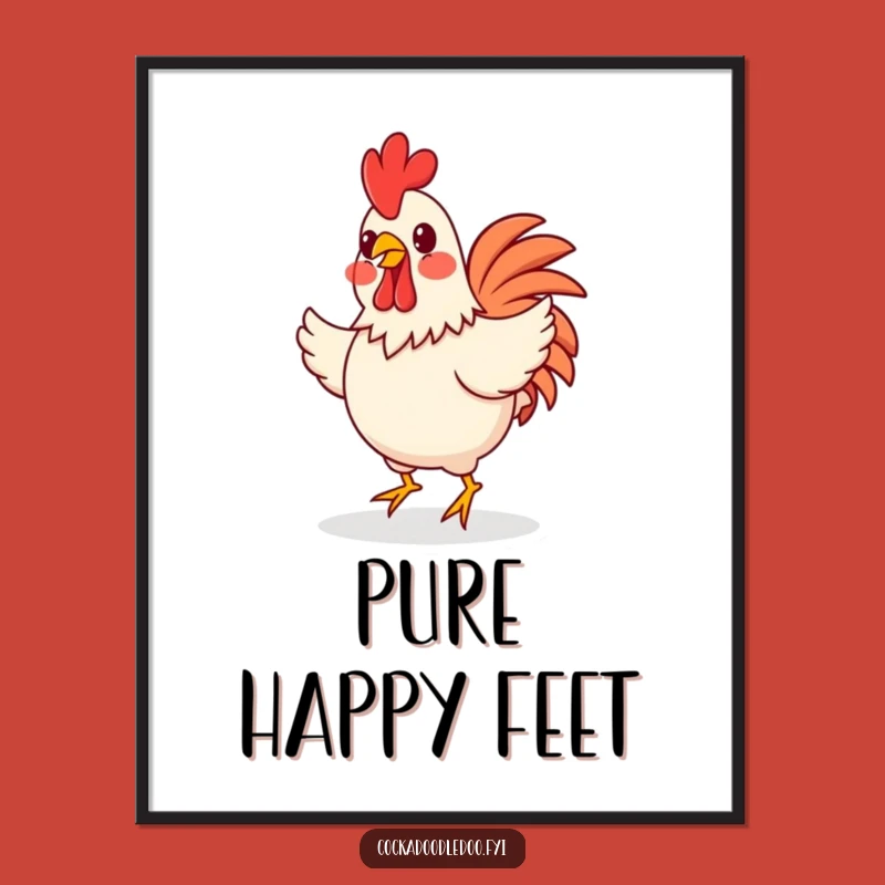 Funny Happy Rooster Jig Digital Art: Instant Joyful Decor for Walls