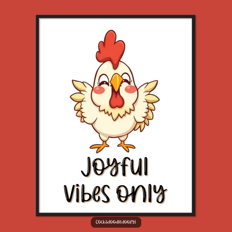 Funny Joyful Rooster Digital Art - Exaggerated Expression Print for Walls
