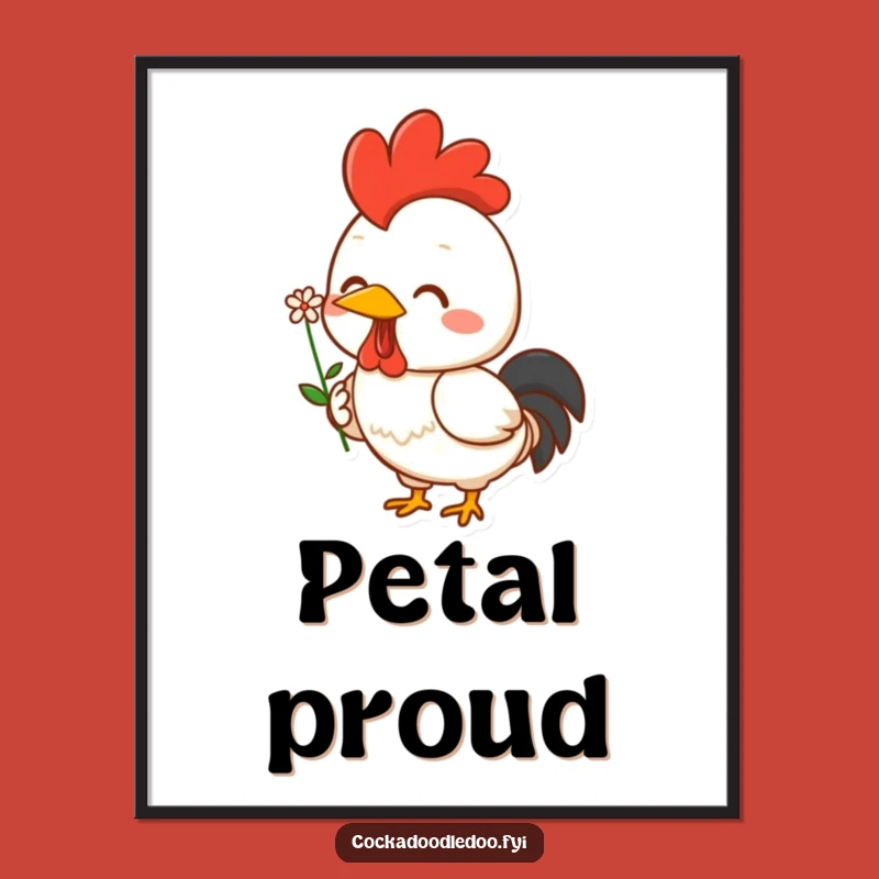 Funny Kawaii Rooster Art Print: Cheerful Flower Holder - Instant Funny Gift for Digital Decor