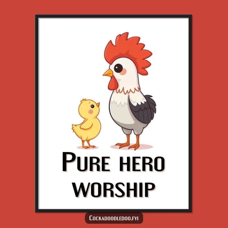 Funny Rooster & Chick Digital Art: Instant Heartwarming Decor for Your Walls