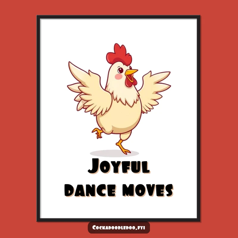 Funny Rooster Dancing Digital Art - Instant Lively Wall Decor