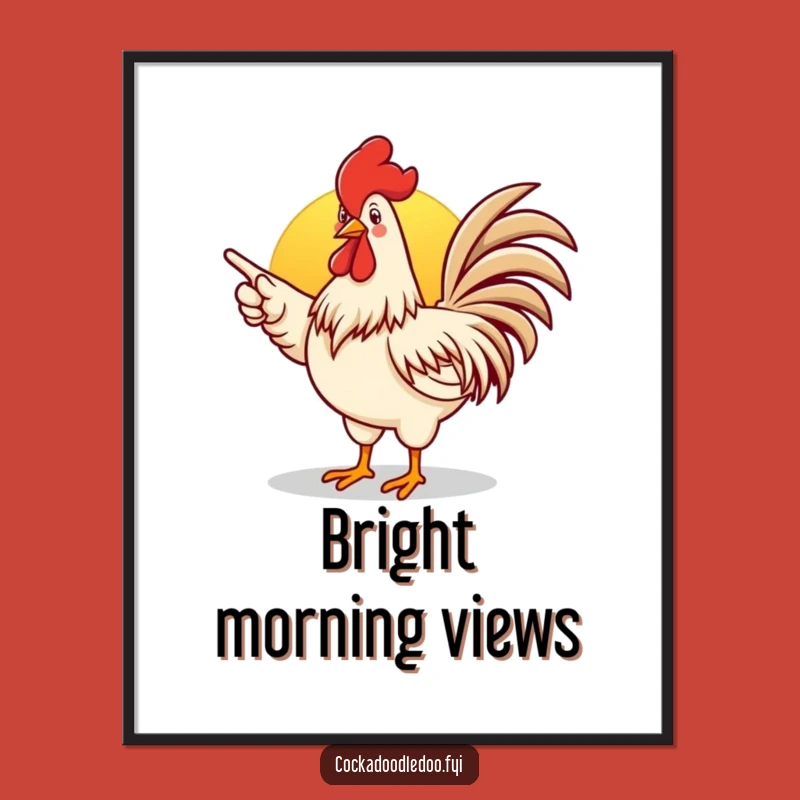 Funny Rooster Digital Art: Sunrise Cartoon Art for Morning Motivation
