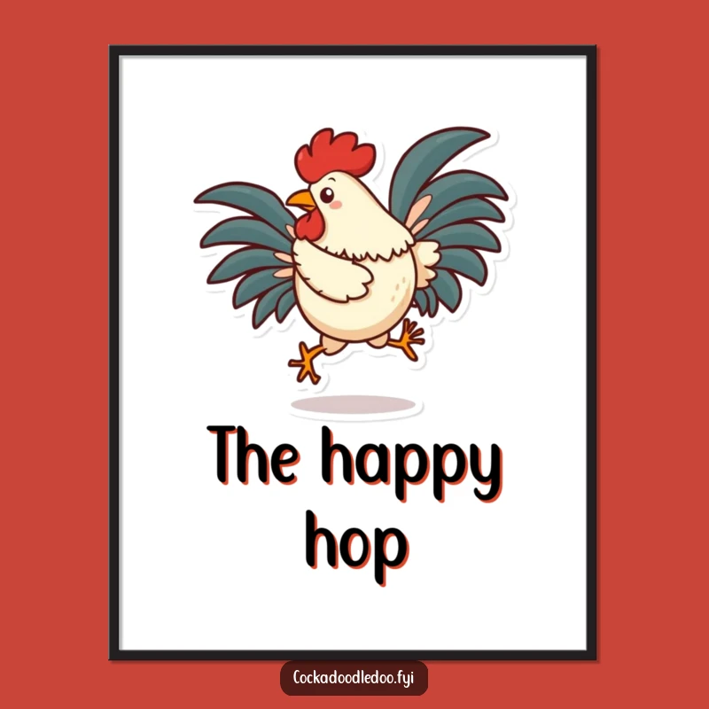 Funny Rooster Hop Digital Art - Silly Character Print, Energetic Wall Decor, Instant Download