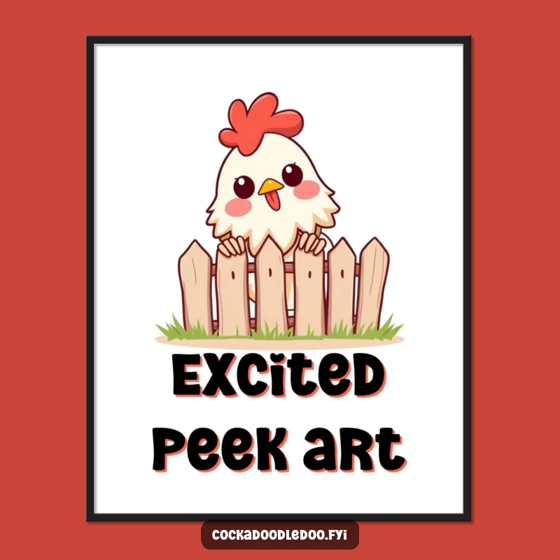 Funny Rooster Peeking Digital Print: Curious Art, Instant Funny Gift