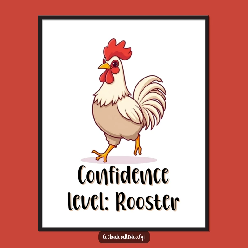 Funny Rooster Striding Digital Art - Confident Joyful Print for Walls