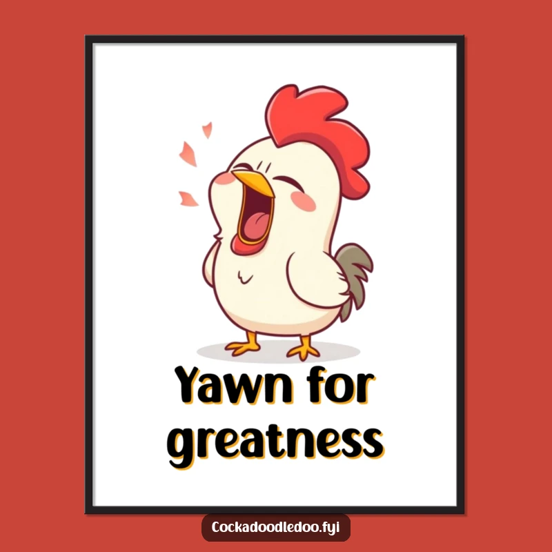 Funny Sleepy Rooster Yawn Digital Art - Instant Humor for Tired Spaces