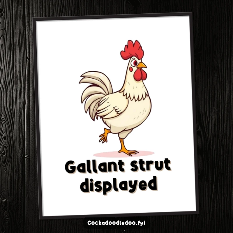 Funny confident rooster digital art print, strutting proudly with head held high. Instant bold decor, perfect for gifting to confident souls.