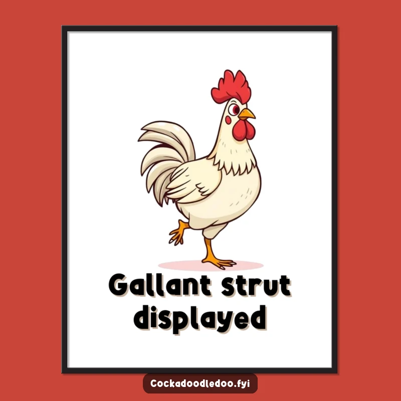 Funny Confident Rooster Strut Art Print: Instant Boldness, a Striking Funny Gift