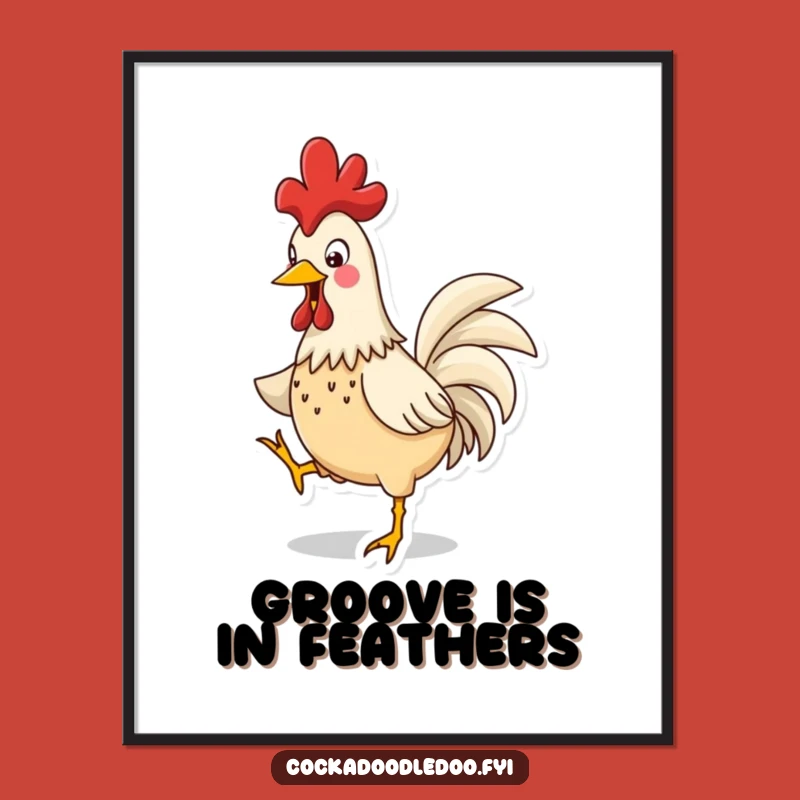 Funny Rooster Jig Digital Art: Printable Cartoon Bird Decor for Instant, Hilarious Funny Gifts