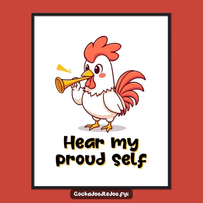 Funny Rooster Digital Art: Proud Trumpeter Art, Instant Funny Gift Download