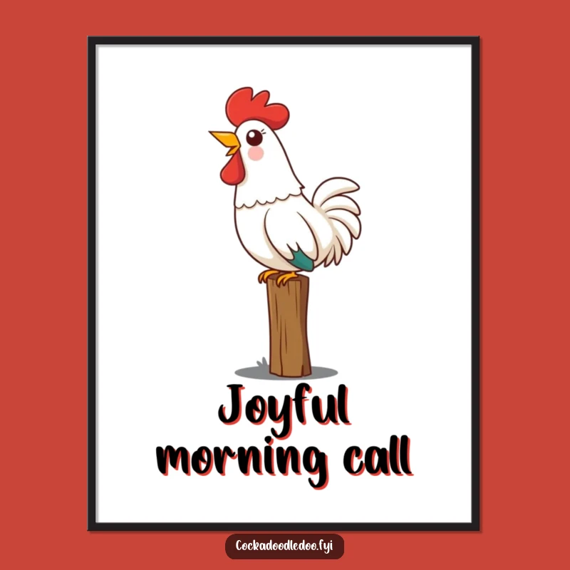 Funny Kawaii Rooster Joyful Digital Art, Instant Bold Charm for Your Walls!