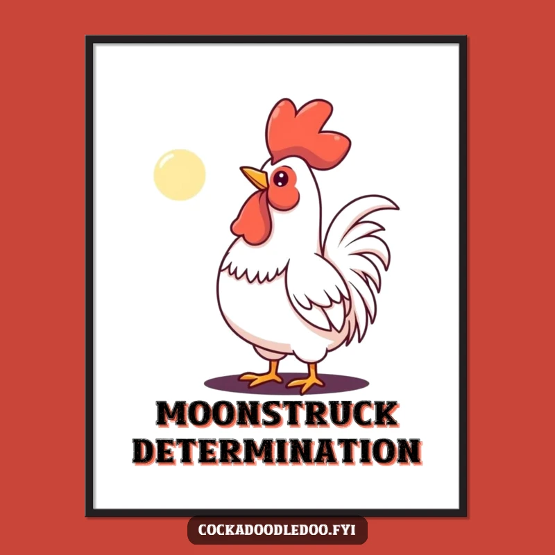 Funny Determined Rooster Moon Digital Art - Instant Ambition for Your Walls