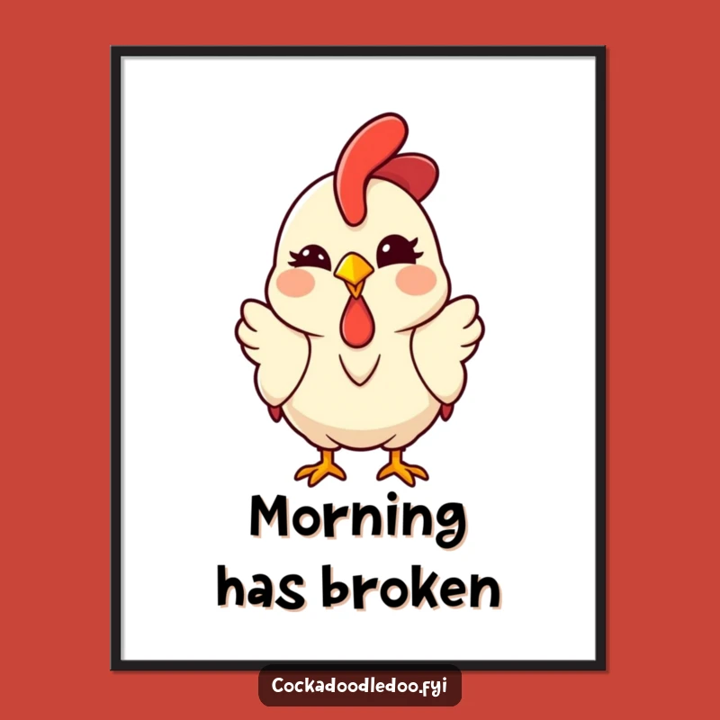 Funny Kawaii Rooster Digital Art - Playful Winking Download, Gift