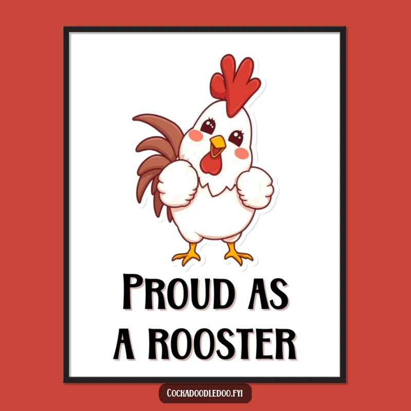 Funny Proud Rooster Digital Print: Confident Crow Art, Morning Joy, Gift