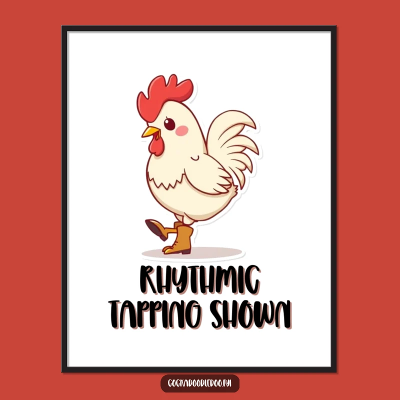 Funny Kawaii Rooster Boots Print: Rhythmic Art for Your Walls